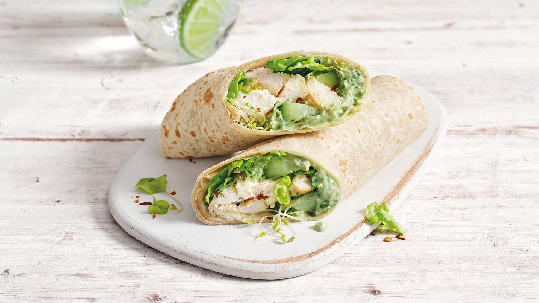 Grilled Chicken Wrap with Green Goddess Spread Helgas